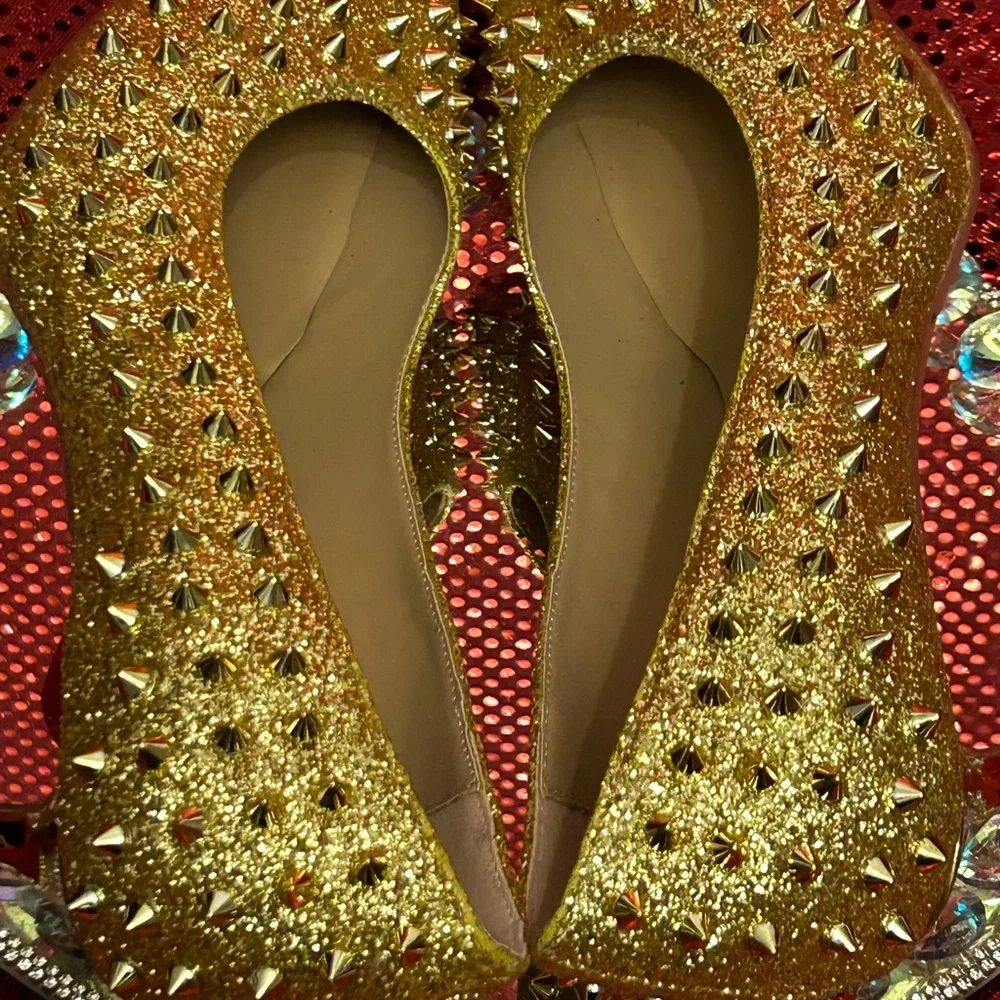 Christian Louboutin Gold Studded Women's Shoes Size 44 (US Women’s 12) - Picture 11 of 15